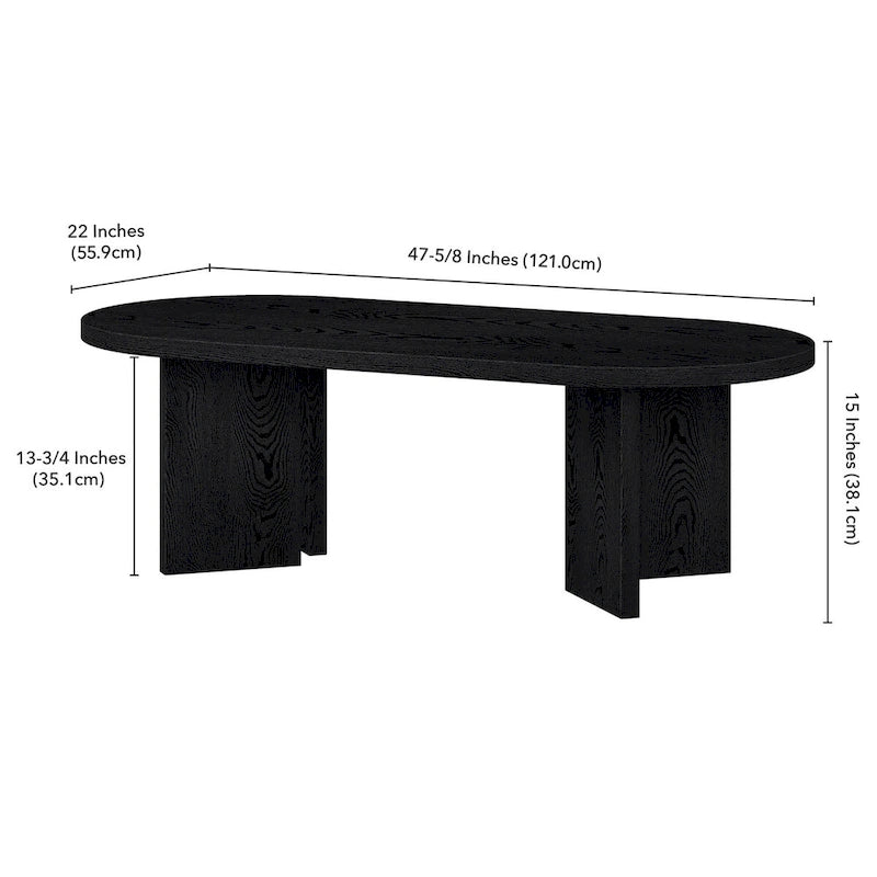Table basse ovale de 122 cm de large - 121 cm de large