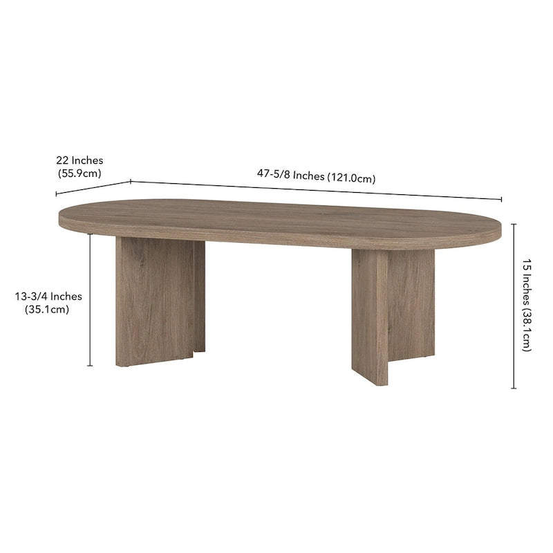 Table basse ovale de 122 cm de large - 121 cm de large