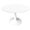 Table à manger ronde de 102 cm pour 4 personnes avec plateau en MDF et base en acier blanc pour cuisine et salle à manger