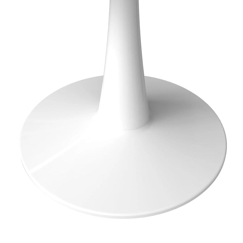 Table à manger ronde de 102 cm pour 4 personnes avec plateau en MDF et base en acier blanc pour cuisine et salle à manger