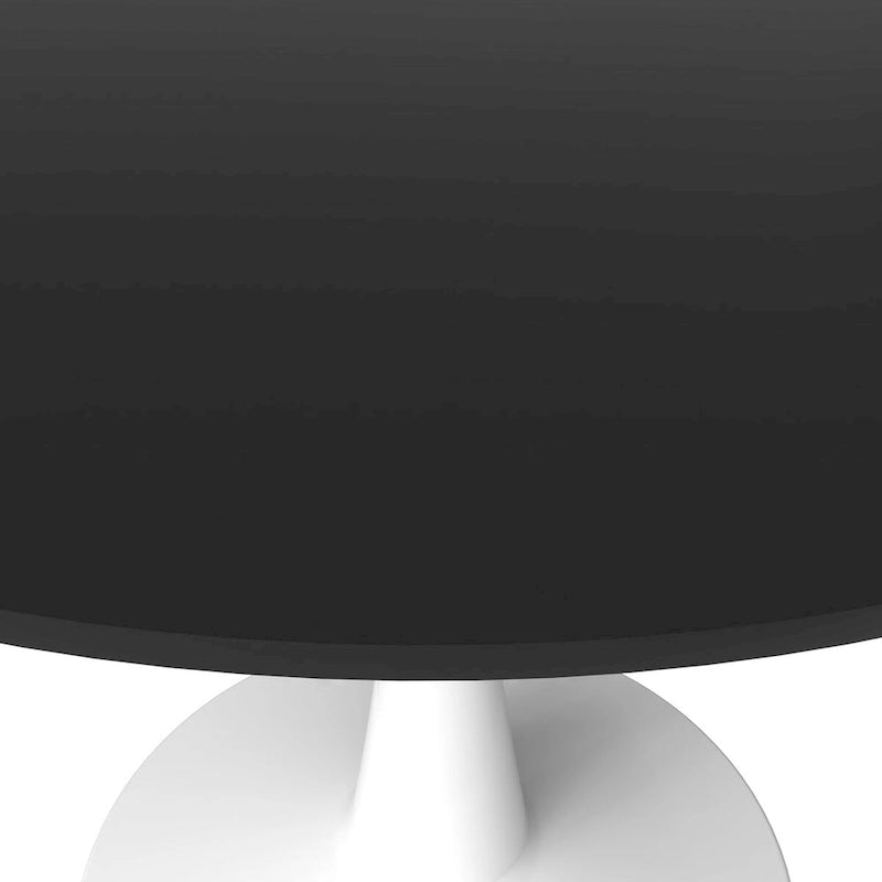 Table à manger ronde de 102 cm pour 4 personnes avec plateau en MDF et base en acier blanc pour cuisine et salle à manger