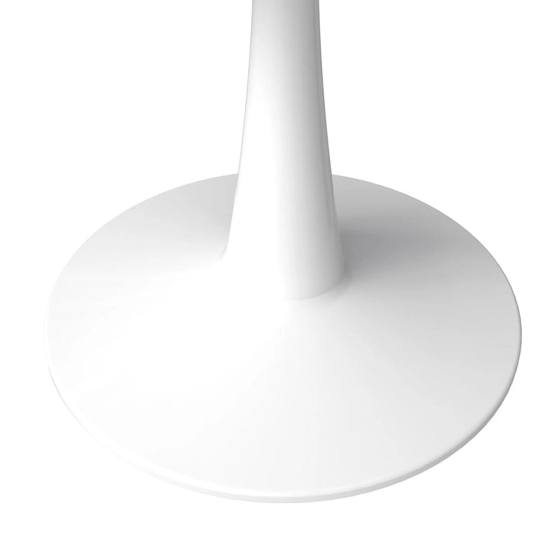 Table à manger ronde de 102 cm pour 4 personnes avec plateau en MDF et base en acier blanc pour cuisine et salle à manger