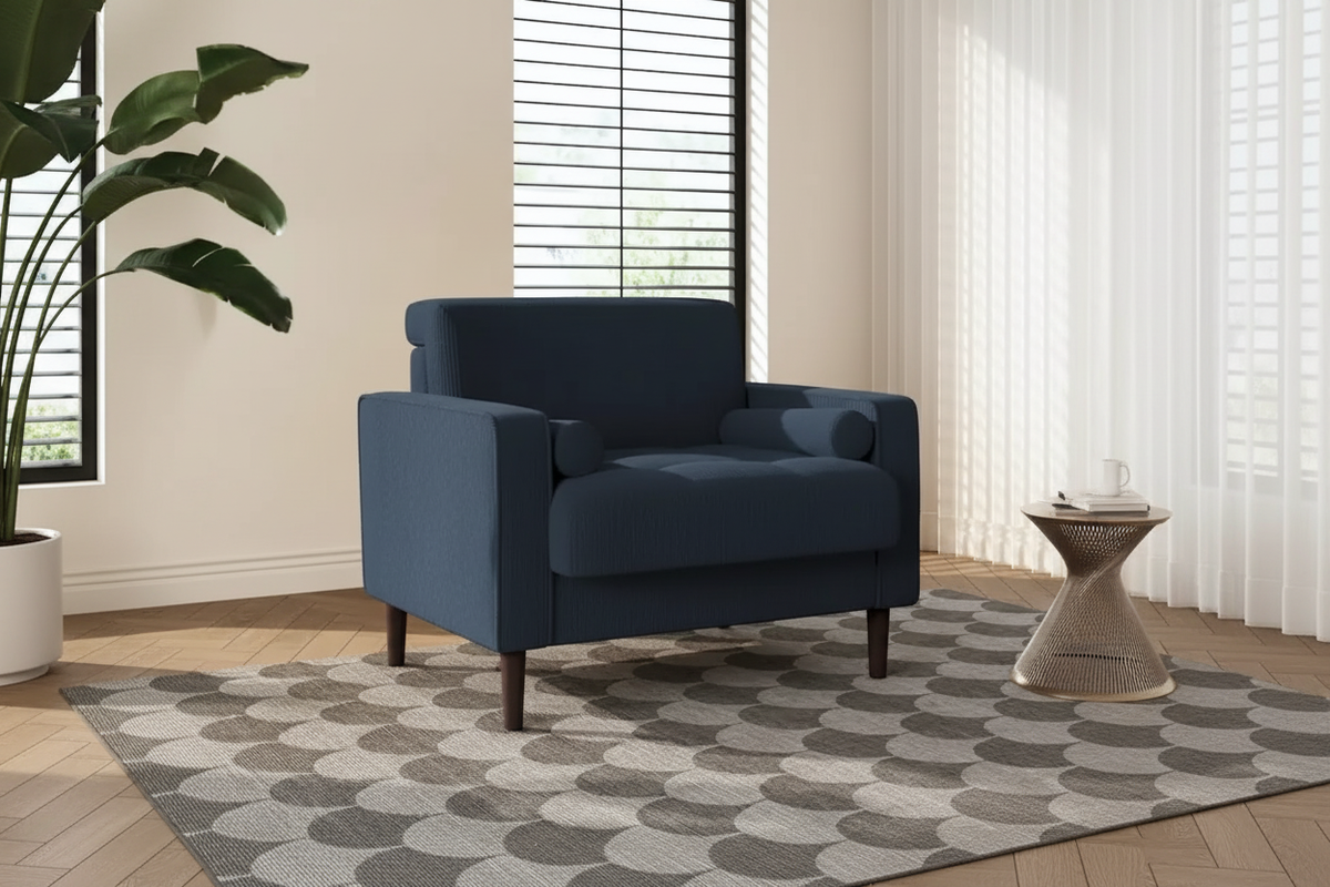 Navy Blue Armchair - Wide Shot